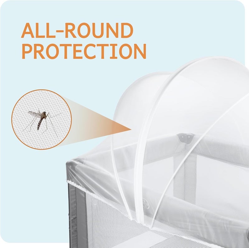 BEBONO Mosquito Net for Pack N Play, Keep Cats Out, Netting Cover with 2-Way Zipper for Playpen, Foldable with Storage Bag, White - Image 3